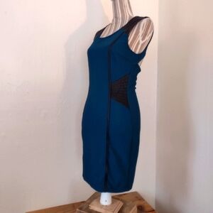 Charlotte Russe Teal Faux Leather Open Back Bodycon Dress Size M